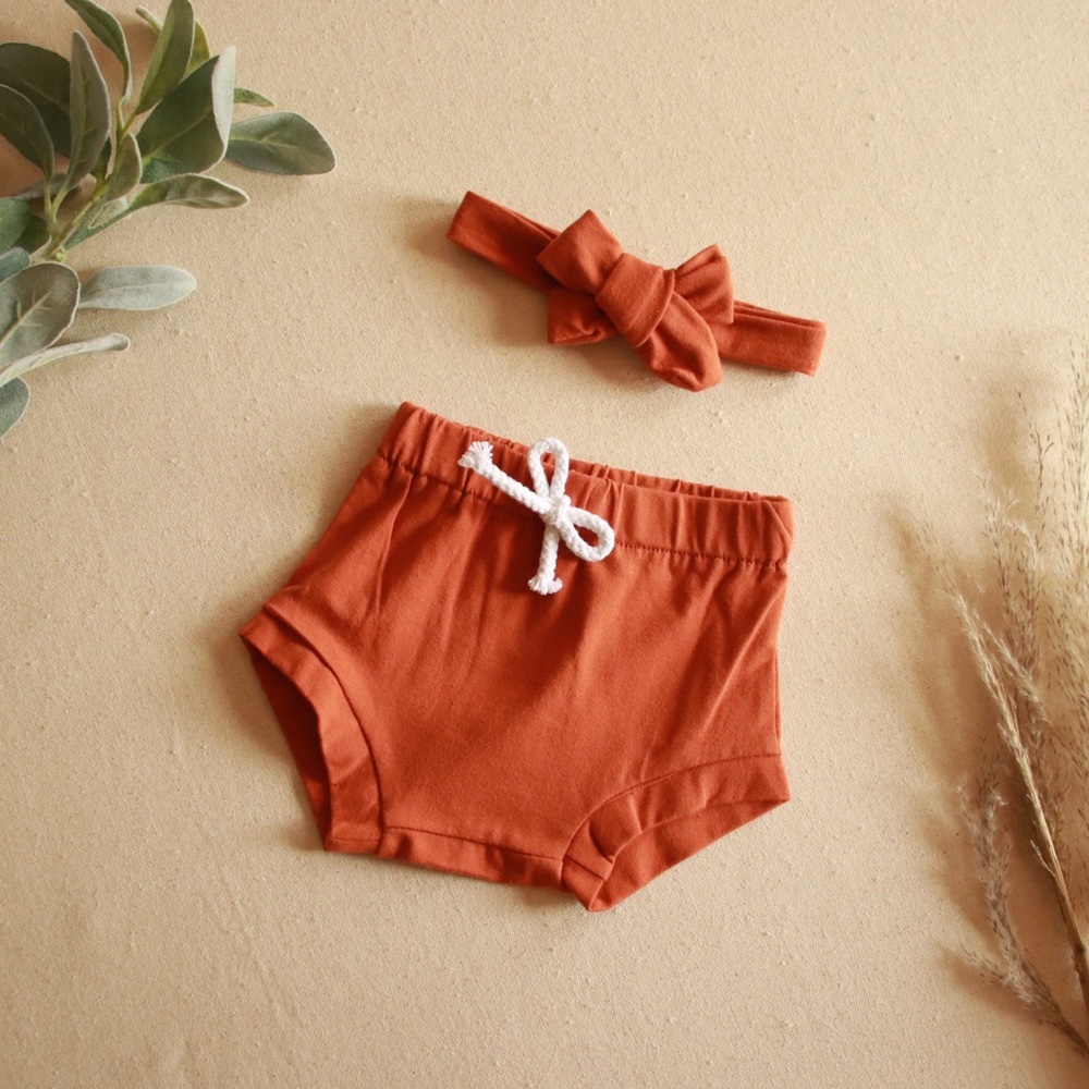 Matching Bummie Shorts And Headband Set Baby Girl